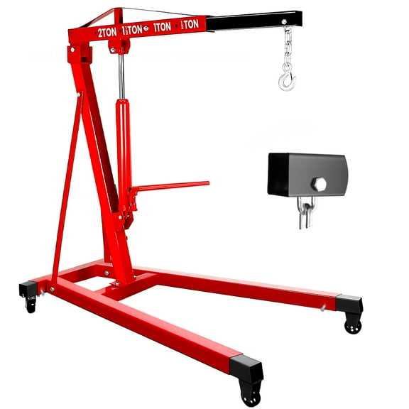 2 Ton Heavy Duty Non-Foldable Engine Hoist Hydraulic Crane with Adjustable Boom for Factory, Maintenance, Construction