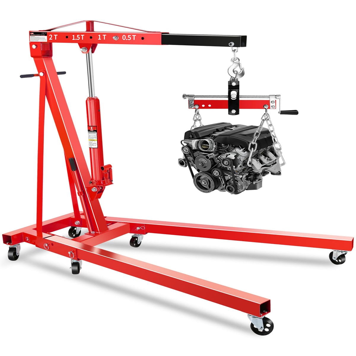 2 Ton Hydraulic Engine Hoist Crane,Folding Heavy-Duty Cherry Picker ...