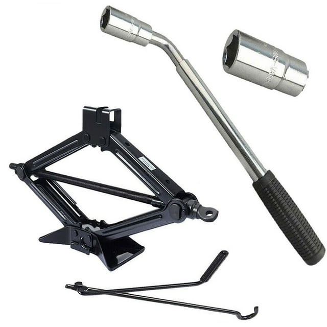2 Ton Scissor Jack + Wrench 4 Way Lug Nut Tool for Tire Change