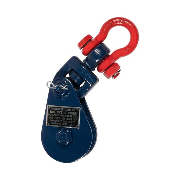 2 Ton Snatch Block w/ SHACKLE Crane 3/8 Wire Rope Sheave Tow Axle Lift Truck