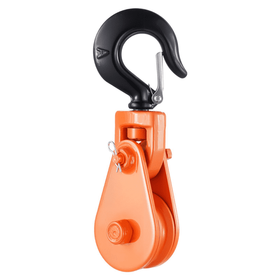2 Ton Snatch Block with Swivel Hook, 3/8" Wire Rope Pulley - 4400 lbs Capacity for Towing, Recovery, Winches, Rollback, Wrecker & Construction