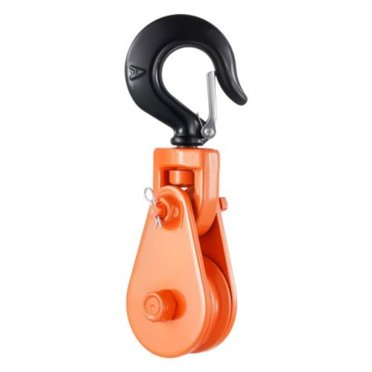2 Ton Snatch Block With Swivel Hook Latch - 3 Sheave For 3/8 Wire Rope, Heavy Duty
