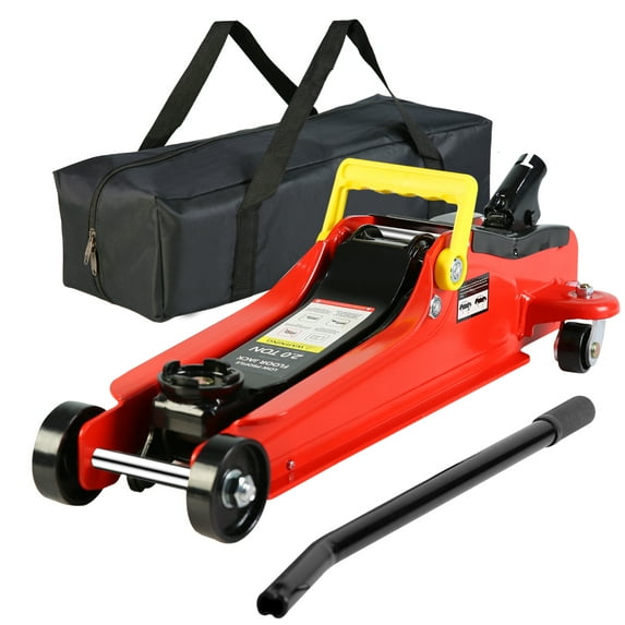2-Ton Steel Floor Jack - Low Profile Hydraulic Car Jack, 3.3"-15.2" Lift Range, Black & Red, for Garage & Auto Repair, Heavy Duty & Quick Lift