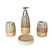 2-Tone 4 Piece Bathroom Accessory Set - Soap Dispenser / Tumbler / Toothbrush Holder / Soap Dish