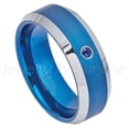 thumbnail image 1 of 2-Tone Beveled Blue IP Tungsten Ring - 0.07ct Solitaire Blue Sapphire Ring - Personalized Tungsten Wedding Ring - Custom Made September Birthstone Ring TN692BS, 1 of 1