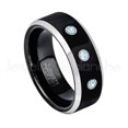 thumbnail image 1 of 2-Tone Black Tungsten Ring - 0.21ctw Topaz 3-stone Band - Personalized Tungsten Wedding Ring - Custom Made November Birthstone Ring TN119TP3-s15, 1 of 1