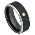 thumbnail image 1 of 2-Tone Black Tungsten Wedding Band - 0.07ct Solitaire Citrine Ring - Personalized Tungsten Wedding Ring - Custom Made November Birthstone Ring TN667BS, 1 of 1