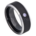 thumbnail image 1 of 2-Tone Black Tungsten Wedding Band - 0.07ct Solitaire Tanzanite Ring - Personalized Tungsten Wedding Ring - Custom Made December Birthstone Ring TN667BS, 1 of 1