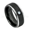 thumbnail image 1 of 2-Tone Black Tungsten Wedding Band - 0.07ct Solitaire Topaz Ring - Personalized Tungsten Wedding Ring - Custom Made November Birthstone Ring TN670BS, 1 of 1