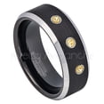 thumbnail image 1 of 2-Tone Black Tungsten Wedding Band - 0.21ctw Citrine 3-stone Band - Personalized Tungsten Wedding Ring - Custom Made November Birthstone Ring TN667BS, 1 of 1