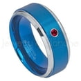 thumbnail image 1 of 2-Tone Blue IP Tungsten Ring - 0.07ct Solitaire Ruby Ring - Personalized Tungsten Wedding Ring - Custom Made July Birthstone Ring TN693BS, 1 of 1