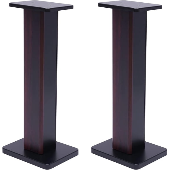 2-Tone Bookshelf Speaker Stands Small Desktop Floor Universal Wood Short Studio Monitor Stand, Surround Sound Home Theater 28"