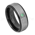 thumbnail image 1 of 2-Tone Brushed Tungsten Wedding Band - 0.07ct Solitaire Tsavorite Ring - Personalized Tungsten Wedding Ring - Custom Made January Birthstone Ring TN678BS, 1 of 1