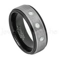 thumbnail image 1 of 2-Tone Brushed Tungsten Wedding Band - 0.21ctw Diamond 3-stone Band - Personalized Tungsten Wedding Ring - Custom Made April Birthstone Ring TN678BS, 1 of 1
