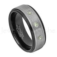 thumbnail image 1 of 2-Tone Brushed Tungsten Wedding Band - 0.21ctw Peridot 3-stone Band - Personalized Tungsten Wedding Ring - Custom Made August Birthstone Ring TN678BS, 1 of 1