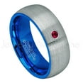 thumbnail image 1 of 2-Tone Dome Blue IP Inner Tungsten Ring - 0.07ct Solitaire Ruby Ring - Personalized Tungsten Wedding Ring - Custom Made July Birthstone Ring TN736BS, 1 of 1