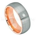 thumbnail image 1 of 2-Tone Dome Rose Gold Inner Tungsten Ring - 0.07ct Solitaire Diamond Ring - Personalized Tungsten Wedding Ring - Custom Made April Birthstone Ring TN737BS, 1 of 1
