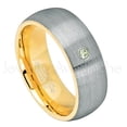 thumbnail image 1 of 2-Tone Dome Yellow Gold Plated Inner Tungsten Ring - 0.07ct Solitaire Peridot Ring - Personalized Tungsten Wedding Ring - Custom Made August Birthstone Ring TN738BS, 1 of 1
