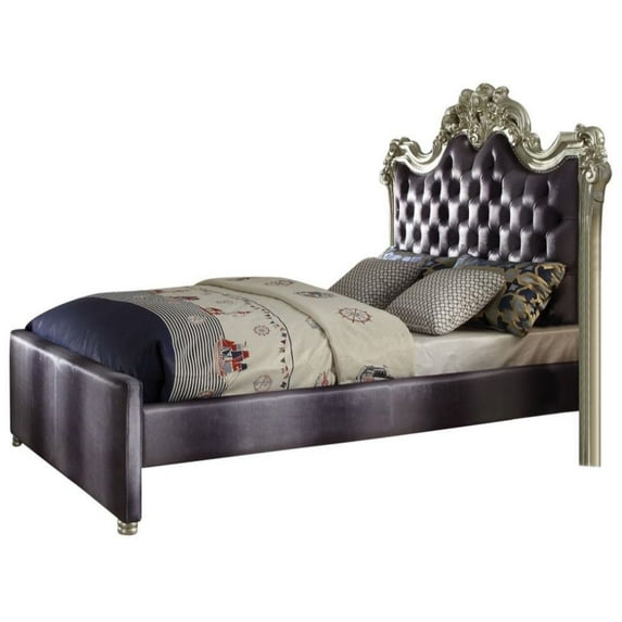 2-Tone Gray Fabric & Champagne Full Bed