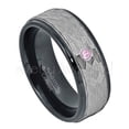 thumbnail image 1 of 2-Tone Hammered Tungsten Ring - 0.07ct Solitaire Pink Tourmaline Ring - Personalized Tungsten Wedding Ring - Custom Made October Birthstone Ring TN708BS, 1 of 1