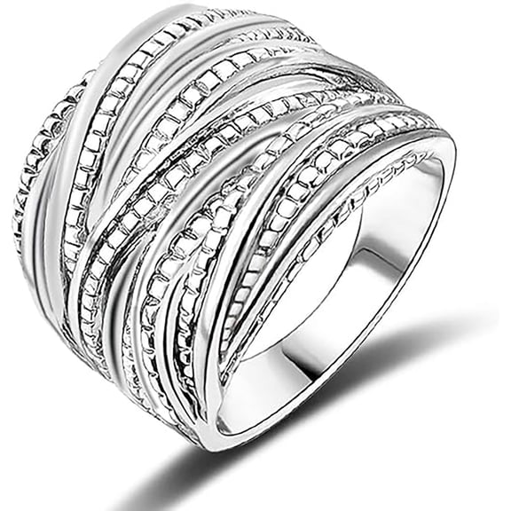 2 Tone Intertwined Crossover Statement Ring Fashion Chunky Band Rings for Women Black Gold Silver Rose Gold Plated Wide Index Finger Rings Costume Jewelry
