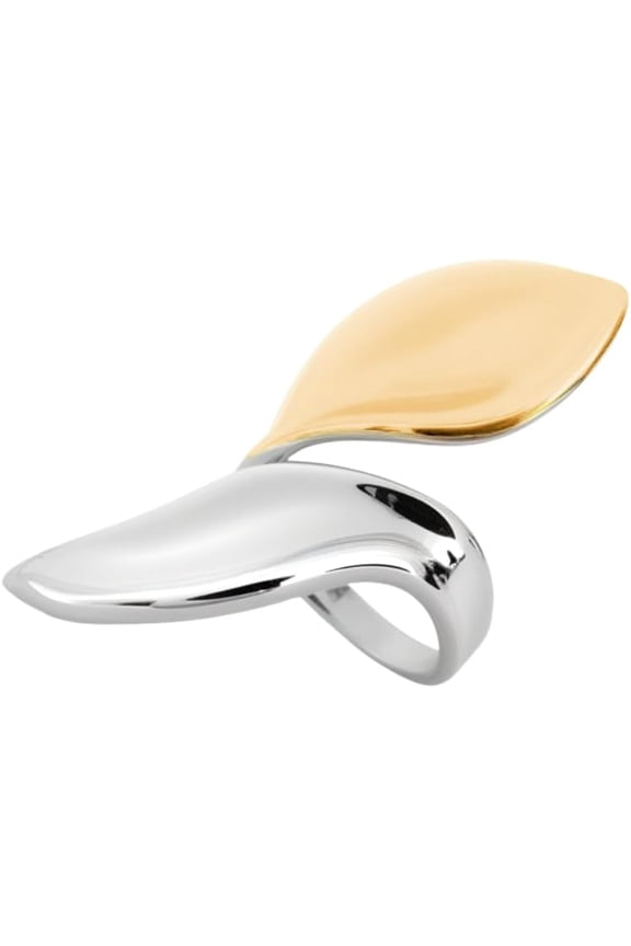 2 Tone Leaf Wrap Open Ring for Women Gold/Silver Plated Leaves Adjustable Stacking Rings Hypoallergenic Comfort Fit Promise Jewelry Statement Band for Thumb Middle Finger Engagemnt