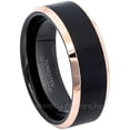 thumbnail image 1 of 2-Tone Matte Finish Tungsten Ring - 8mm Mens Rose Gold & Black IP Comfort Fit Tungsten Carbide Wedding Band JATN781Ns9, 1 of 3