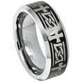 thumbnail image 1 of 2-Tone Mens Tungsten Wedding Band, Cross & Celtic Engraving Tungsten Ring JATN607Ns7, 1 of 3