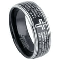 thumbnail image 1 of 2-Tone Semi-Dome Tungsten Wedding Band with 1 Corinthian 13:4-8 Text - Black Tungsten Carbide Ring - 13, 1 of 3