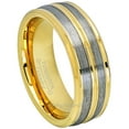 thumbnail image 1 of 2-Tone Tungsten Carbide Mens Wedding Band - Comfort Fit Double Ridge Gold IP Tungsten Anniversary Ring -#703WFs10, 1 of 3