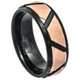 thumbnail image 1 of 2-Tone Tungsten Ring - Black & Rose Gold Tungsten Wedding Band - Comfort Fit Mens Anniversary Band - TN746s9, 1 of 5