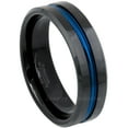 thumbnail image 1 of Jewelry Avalanche Beveled Black & Blue Center Tungsten Carbide Wedding Band Womens, Mens, 6MM, size 9.5, 1 of 3