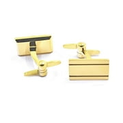 Torqtier Cufflinks for Men 18k Gold Plated Swivel Arms Stainless Steel Classic Business Formal Wear