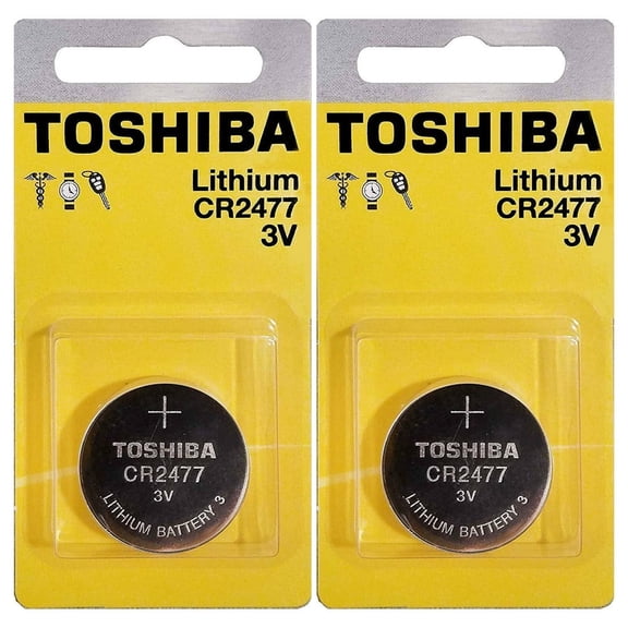 2 Toshiba CR2477 2477 Lithium Coin Cell 3V Batteries