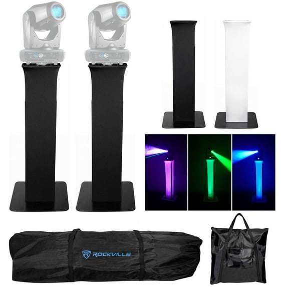 2) Totem Stands+Black+White Scrims For (2) American DJ Focus Spot Three Z Lights