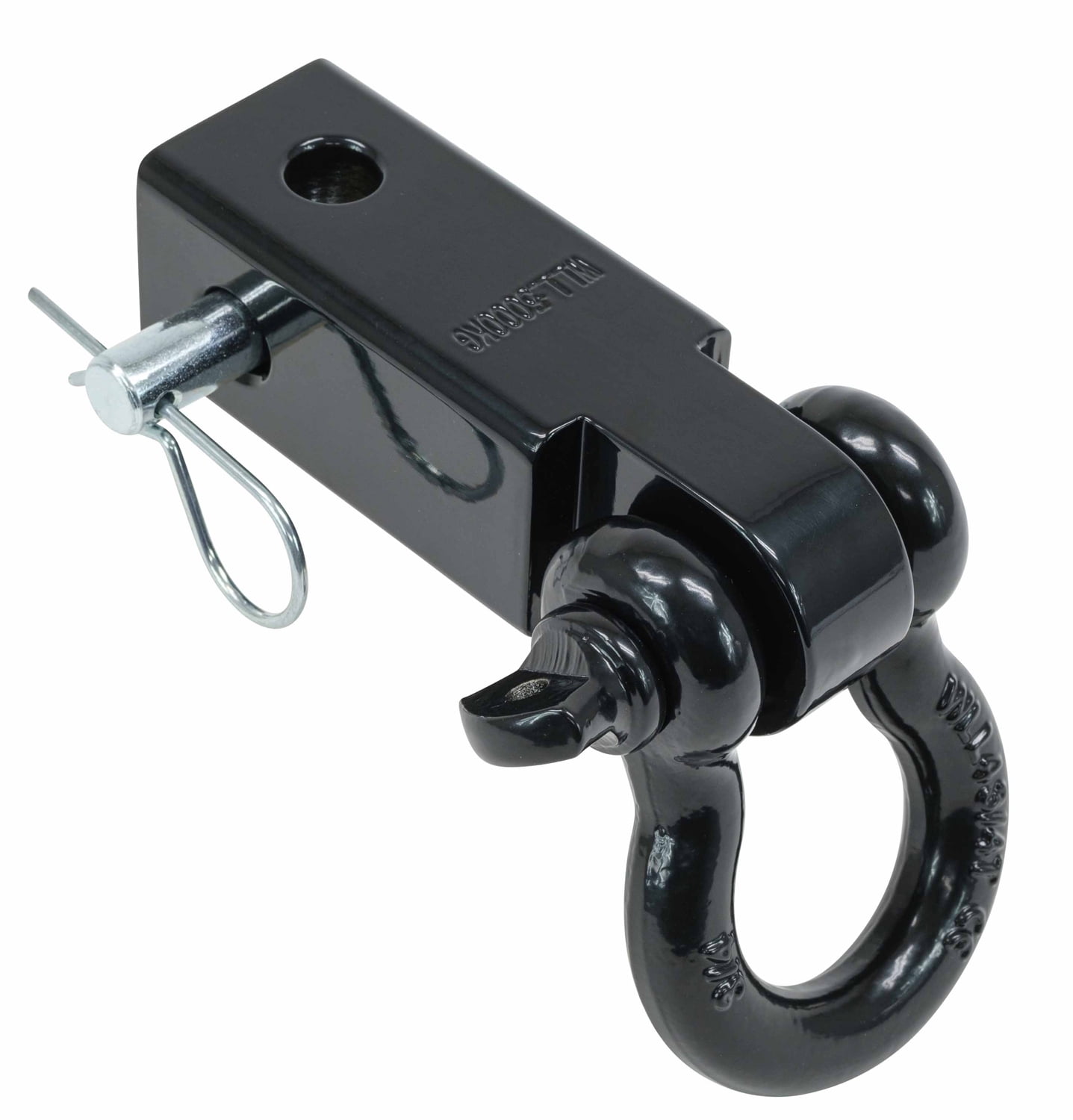 2" Tow Hitch Shackle Receiver with 3/4'' D Ring Shackle, 5/8" Standard Hitch Pin, 11,000 lbs WLL | Black Towing Accessories for Vehicle Recovery Off-Road