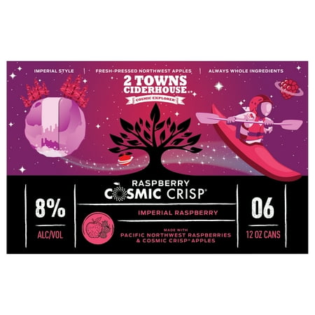 2 Towns Ciderhouse Raspberry Cosmic Crisp Imperial Cider 6-12 OZ Cans