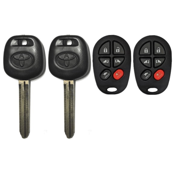2 Toyota Sienna Transponder Chip Key 44D Dot + 6Button Keyless Remote GQ43VT20T VLS