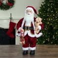 thumbnail image 1 of Northlight 2' Traditional Santa Christmas Figure with a Plush Brown Bear, 1 of 4
