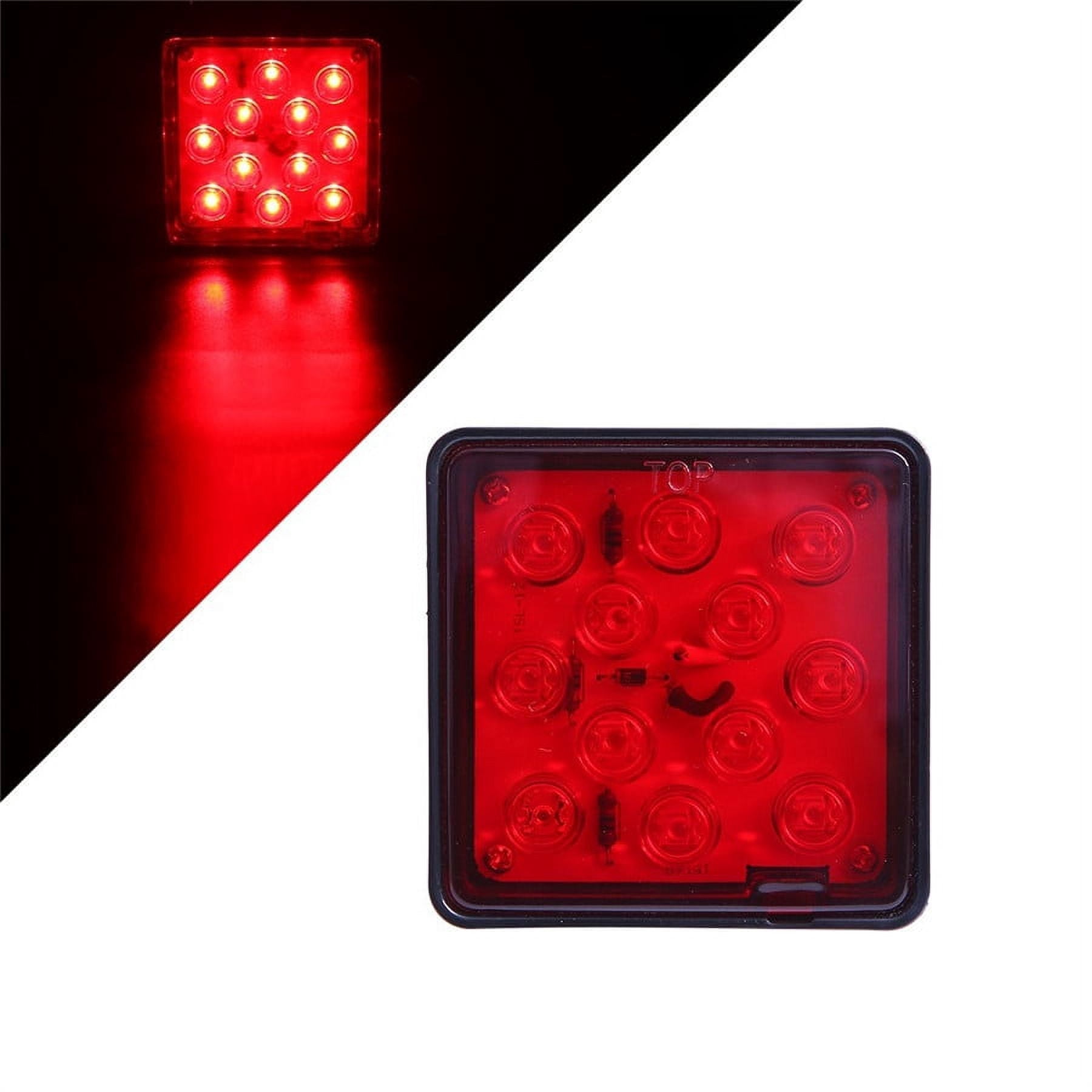2" Trailer Hitch Cover Mount Tail Brake Light 12 LED Tow Bar Lamp Truck