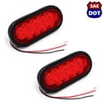 thumbnail image 1 of (2) Trailer Truck LED Sealed RED 6 Inches Oval Stop/Turn/Tail Light Marine Waterproof Bus RV Semi Tractor Shuttle, 1 of 8