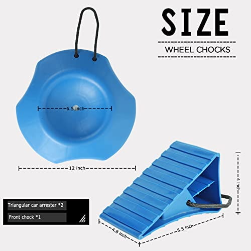 2 Trailer Wheel Chocks and Wheel Dock Kit, RV Wheel Chock (with Rope) and Trailer Wheel Dock