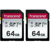 2 Transcend 64GB UHS-1 SDXC V30 Memory Card for Nikon, Canon Digital Cameras