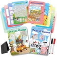 thumbnail image 1 of Elfew Travel Game Cards – 2 Pack, 13 Games, 56 Reusable Activities, 2 Pens & Cloth – Spiral Binding, Waterproof, Less Screen Time Toys, 1 of 9