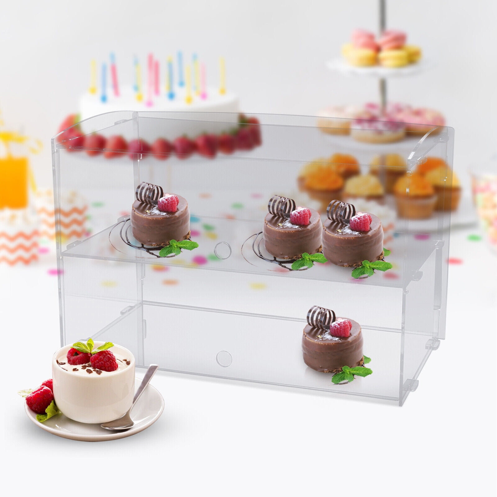 2 Tray Pastries Display Case Bakery Clear Acrylic Pastry Cafe Hotel
