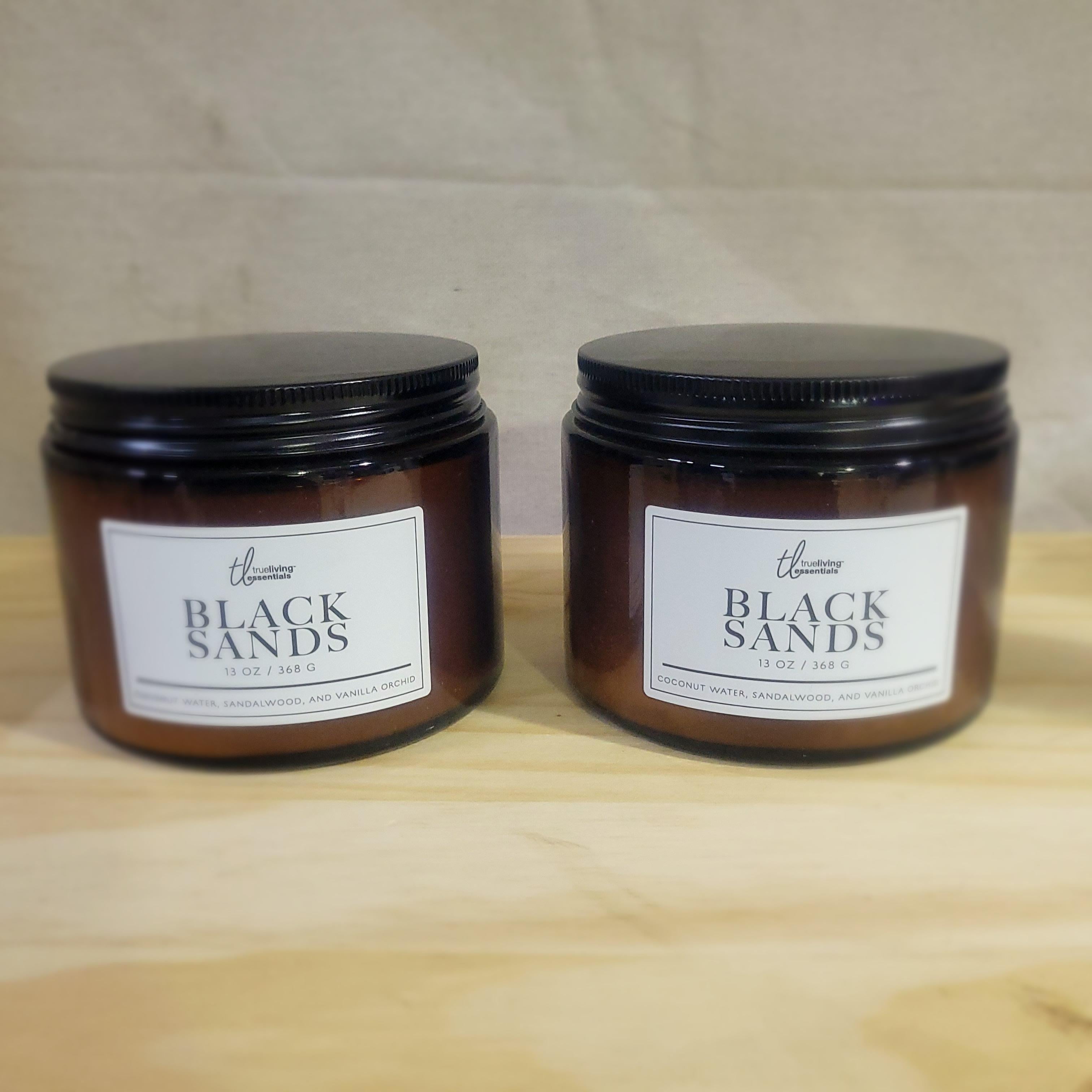 2 TrueLiving Essential Black Sands 13 oz candles