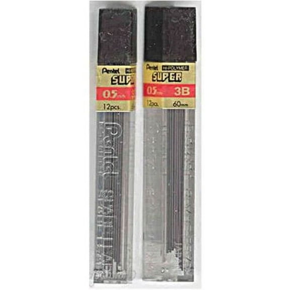 2 Tubes PENTEL Super Hi-Polymer Lead 0.5 mm 3B