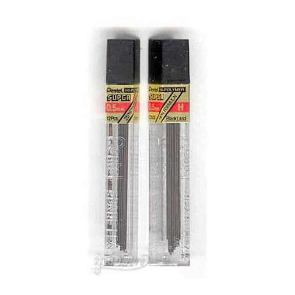2 Tubes PENTEL Super Hi-Polymer Lead 0.5 mm H