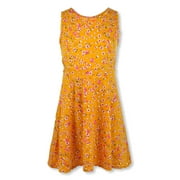 2 Tween Girls' Floral Tank Dress - mustard, 12 (Big Girls)
