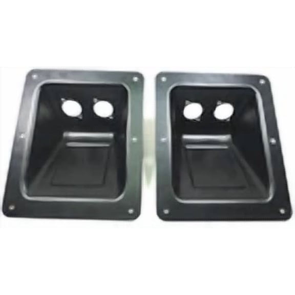 (2) Two Black Large Recessed Dish Plates for SpeakON or XLR Connectors